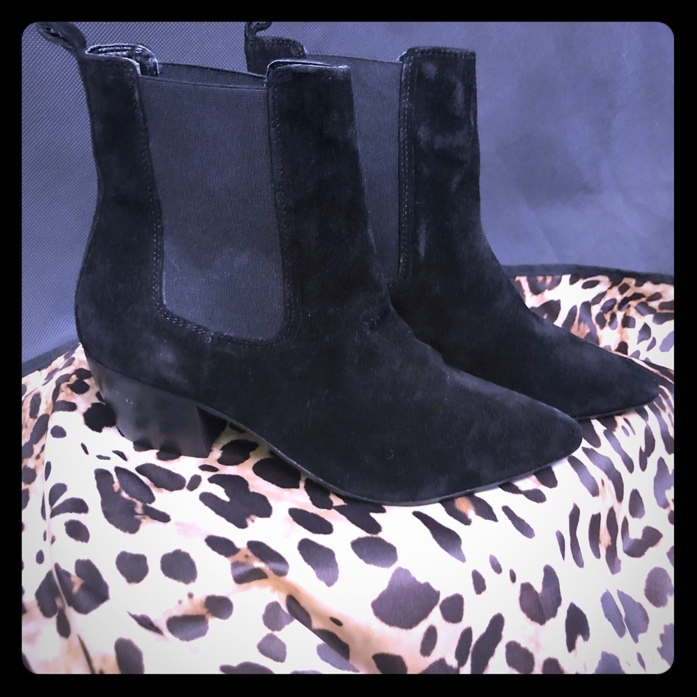 Topshop black suede ankle booties